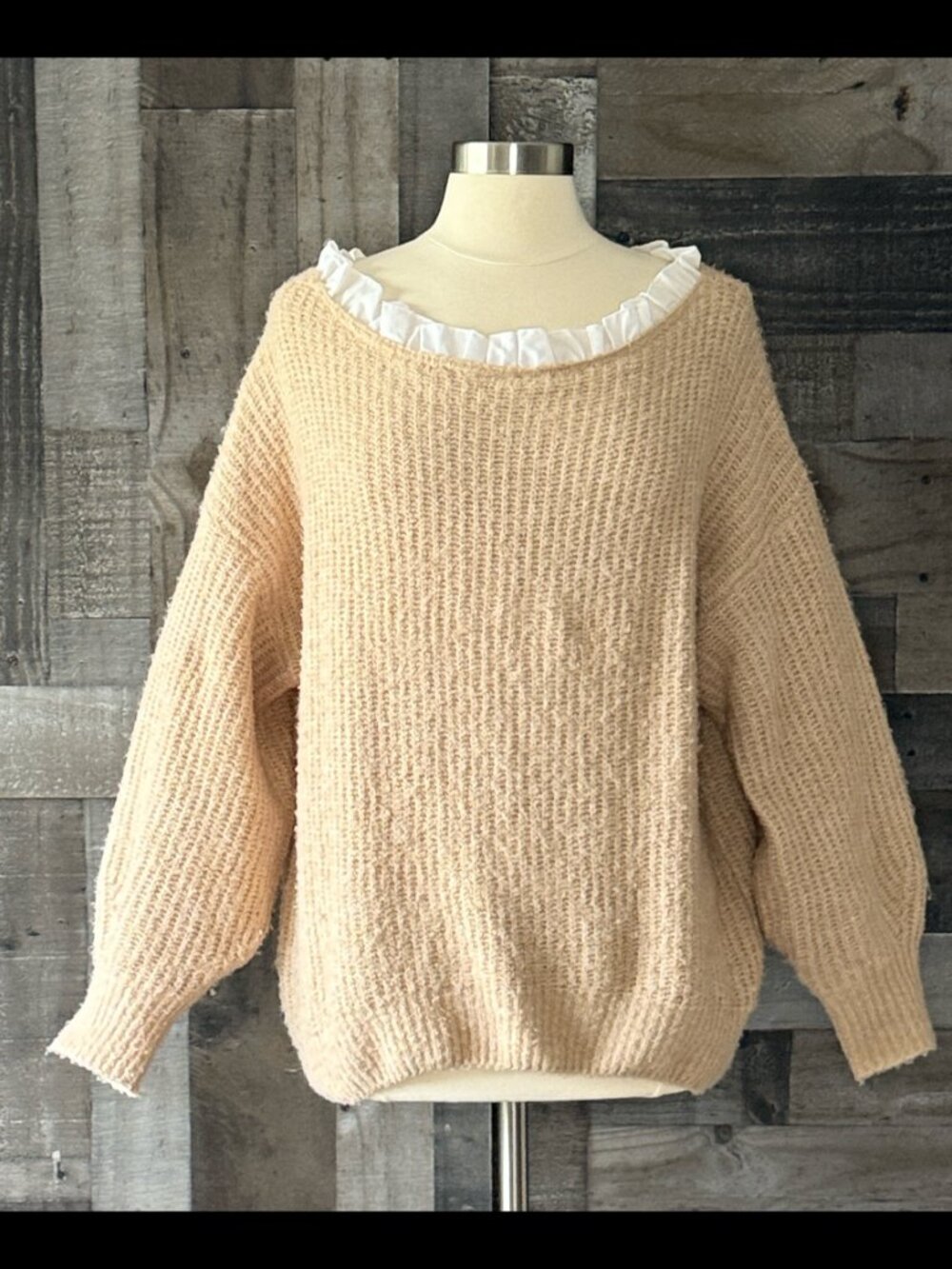 Anthropologie Never Fully Dressed cream knit sweater ruffle medium cottage fairy